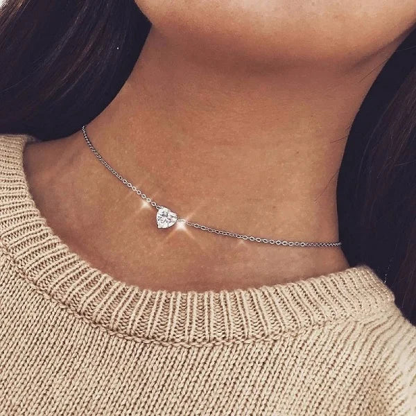 Bohemian Moon Star Crystal Heart Choker Necklace for Women Necklace Pendant on Neck Chocker Necklace Jewelry