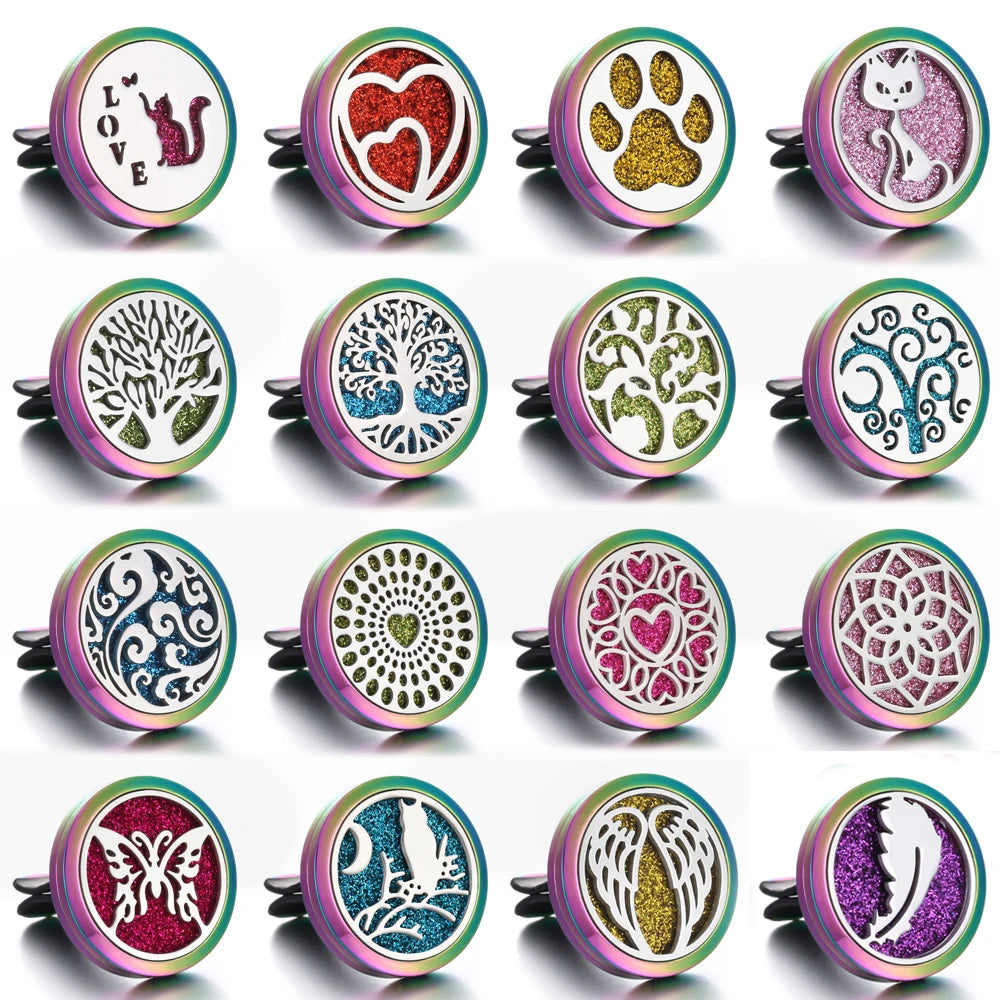 New Aromatherapy Jewelry Car Perfume Air Freshener Car Clip Tree of Life Aroma Essential Oil Diffuser Necklace Locket Pendants
