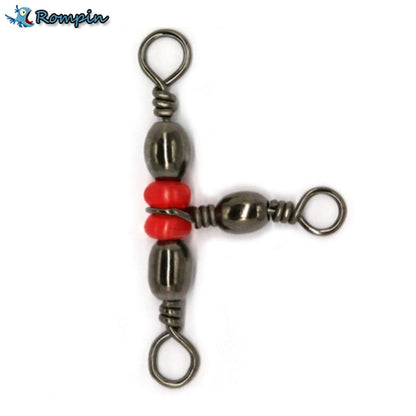 Rompin 20Pcs/Lot 3 Way Fishing Rolling Brass Barrel Triple Swivels Bearing Connector Solid Ring Fishing Fishing Tackle Accessory