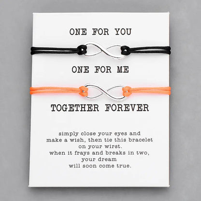 Pipitree 2pcs/Set Together Forever Love Infinity Bracelet for Lovers Red String Couple Bracelets Women Men's Wish Jewelry