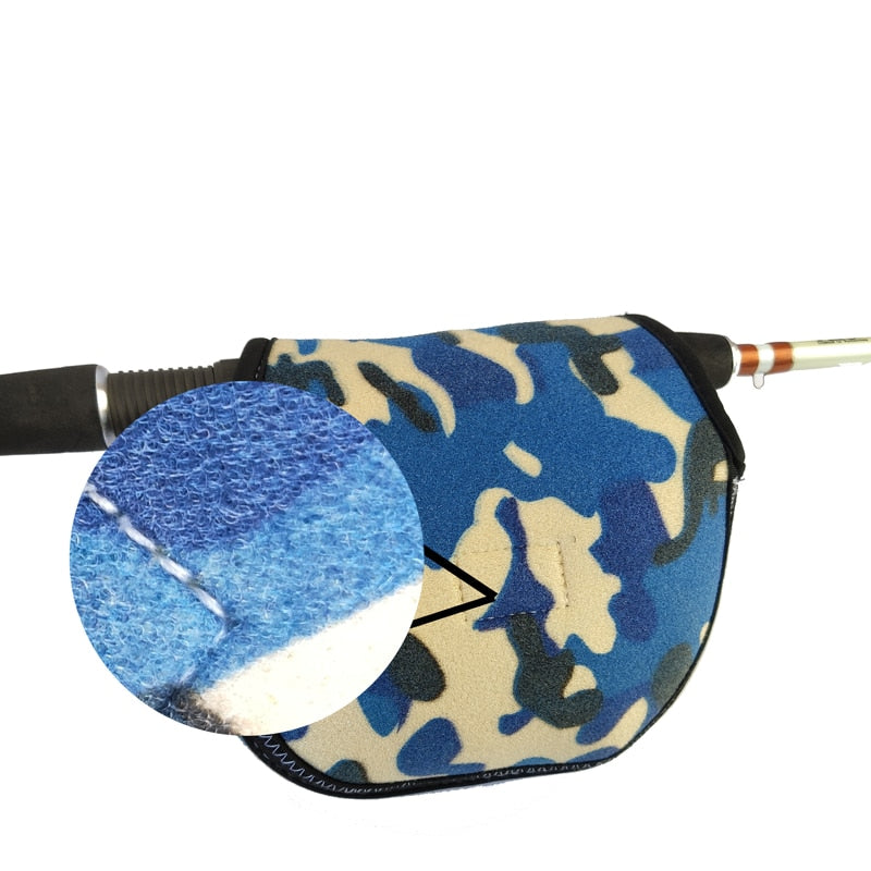 SBR Cloth Camouflage Spinning Fishing Reel Bag for Fishing Line Wheel Protection Spinning Reel Package Fishing Storage Bag
