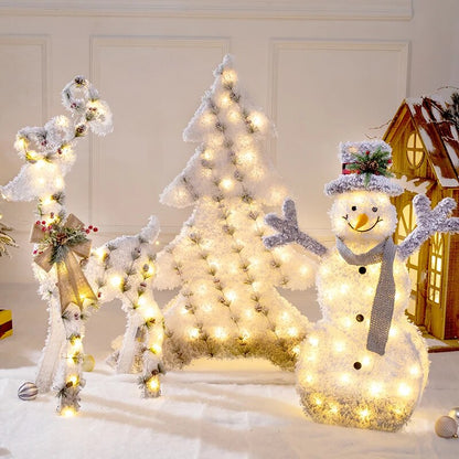 Creative Ornaments Christmas Decoration Glowing Christmas Deer Christmas Tree Ornaments Reindeer Family New Year Decoration
