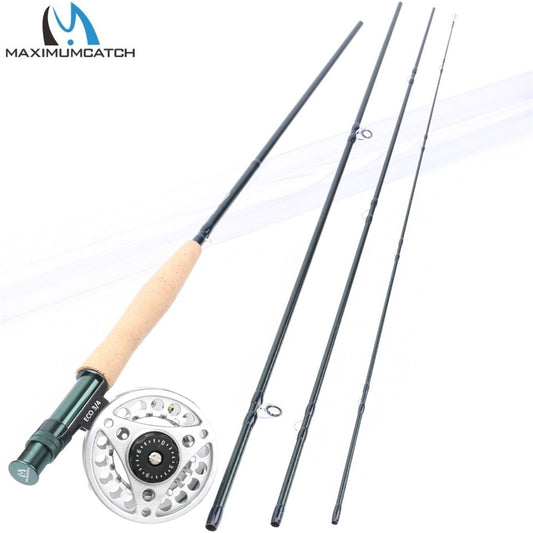 Maximumcatch Fly Rod and Reel Combo 8'4"/8'6'/9'/9'6'' 3/4/5/6/7/8wt Carbon Fishing Rod With Large Arbor Aluminum Reel
