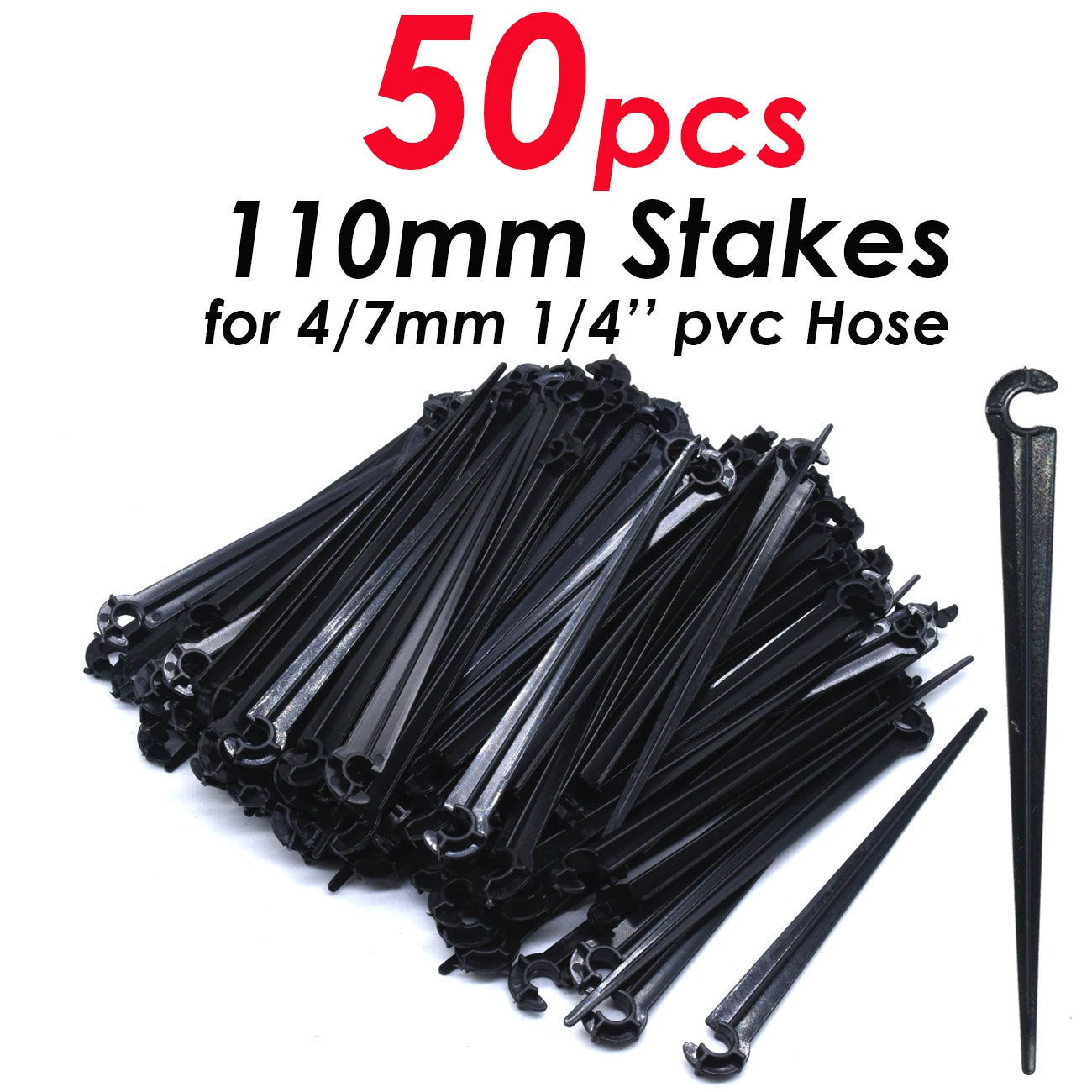 50-200pcs Durable 1/4'' C-Type Hook Fixed Stem Support Holder Stakes for 4/7mm Hose Flowerpot Drip Irrigation Fitting Greenhouse
