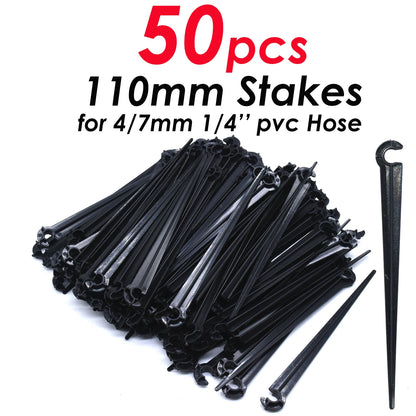 50-200pcs Durable 1/4'' C-Type Hook Fixed Stem Support Holder Stakes for 4/7mm Hose Flowerpot Drip Irrigation Fitting Greenhouse