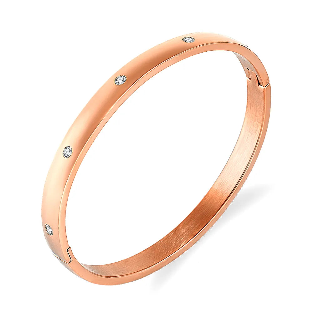 FYSARA Luxury Brand Crystals Love Bangles Cubic Zirconia Bracelets Couple Luxuxy Jewelry Stainless Steel Bangles for Women