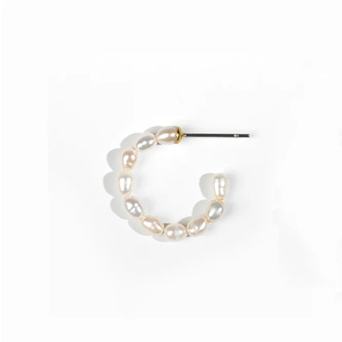 Women Pearl Ear Cuff Earring Bohemian Natural Freshwater Circle Small Clip on Earring  No Piercing Fake Cartilage Earring
