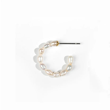 Women Pearl Ear Cuff Earring Bohemian Natural Freshwater Circle Small Clip on Earring  No Piercing Fake Cartilage Earring