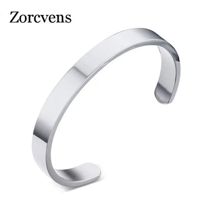 ZORCVENS Women and Men 8mm Width Surface Bracelet Bangle Stainless Steel Bracelet Men Silver Color/Gold/Black/Rose Gold 4 Color