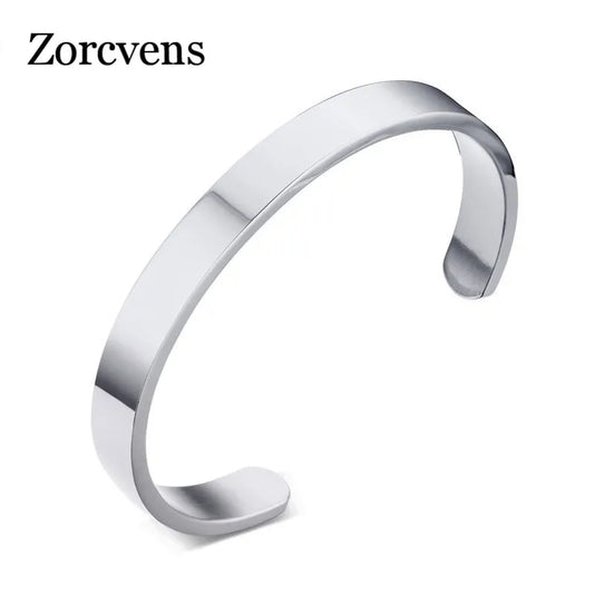 ZORCVENS Women and Men 8mm Width Surface Bracelet Bangle Stainless Steel Bracelet Men Silver Color/Gold/Black/Rose Gold 4 Color
