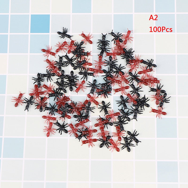 50/100/200Pcs Novelty Simulation Ants Halloween Stimulating Plastic Realistic Ants Pranks Joking Toys