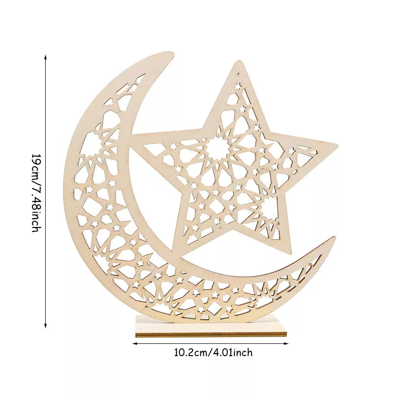 Wooden EID Mubarak Decoration Ramadan Mubarak Ornaments Islamic Muslim Pendant Eid Al Adha Party Supplies Ramadan Kareem