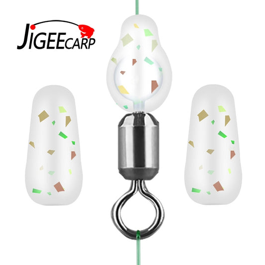 JIGEECARP 20PCS Silicon Long Cylinder Soft Beans Space Rig Fishing Float Bean Stopper Carp Fishing Buffer Beads Soft Rubber Bead