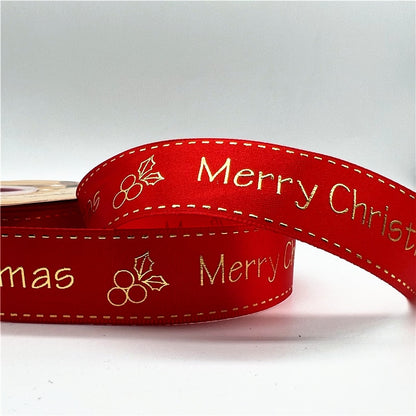 5yards 1inch 25mm Christmas Ribbon Printed Christmas Polyester Ribbon for Handmade Design Christmas Decoration