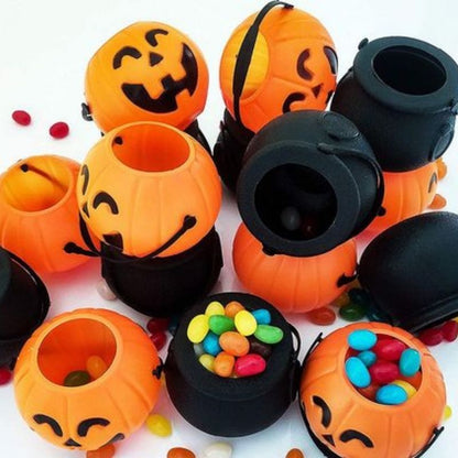 6/10pcs Mini Halloween Candy Bucket Pot Witch Skeleton Pumpkin Cauldron Holder Jar Trick or Treat Halloween Party Decorations