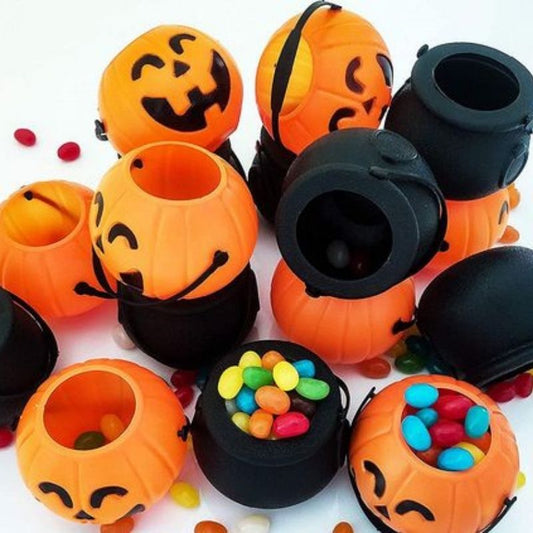 6/10pcs Mini Halloween Candy Bucket Pot Witch Skeleton Pumpkin Cauldron Holder Jar Trick or Treat Halloween Party Decorations