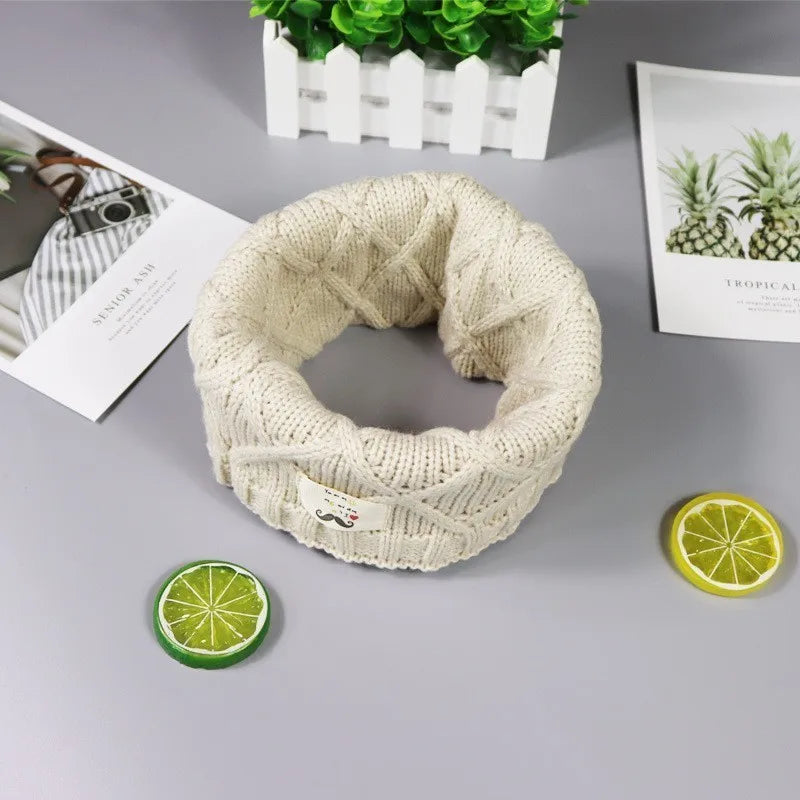 JAMONT Cute Cotton Winter Baby Neck Ring Scarf LICs Children's Girls Boys Knitted Wool O-Scarves for Kids Solid Warm Snood Braga