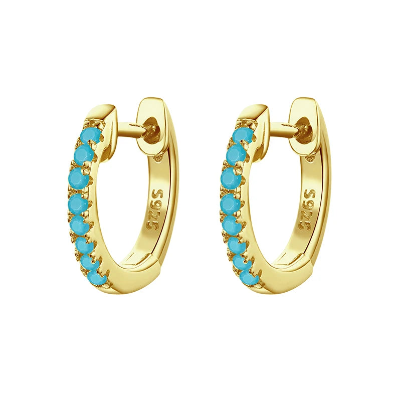 BAMOER 925 Sterling Silver Round Circle Hoop Earrings for Women Gold Color Earrings Sterling Silver Jewelry