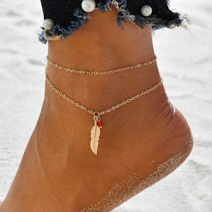 Modyle Vintage Beach Foot Anklet for Women Bohemian Female Anklets Summer Bracelet on the Leg Jewelry