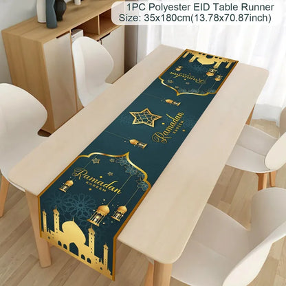 Ramadan Decoration Table Runner EID Mubarak Decor for Home Tablecloth Ramadan Kareem Islamic Muslim Party Eid Al Adha