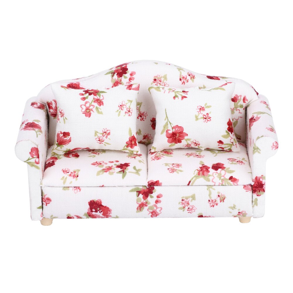 1/12 Miniature Sofa Simulation Dollhouse Sofa Living Room Furniture Children Doll House DIY Pretend Play Role Toys