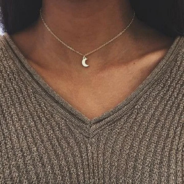 Bohemian Moon Star Crystal Heart Choker Necklace for Women Necklace Pendant on Neck Chocker Necklace Jewelry