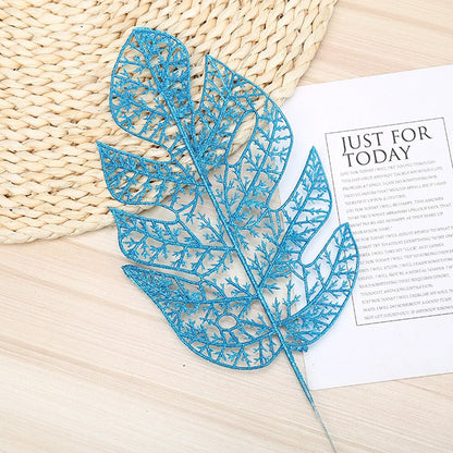 DIY Xmas Tree Garland Hanging Decor Christmas Tree Decor Christmas Hollow Christmas Glitter Tree Branches Simulated Leaves
