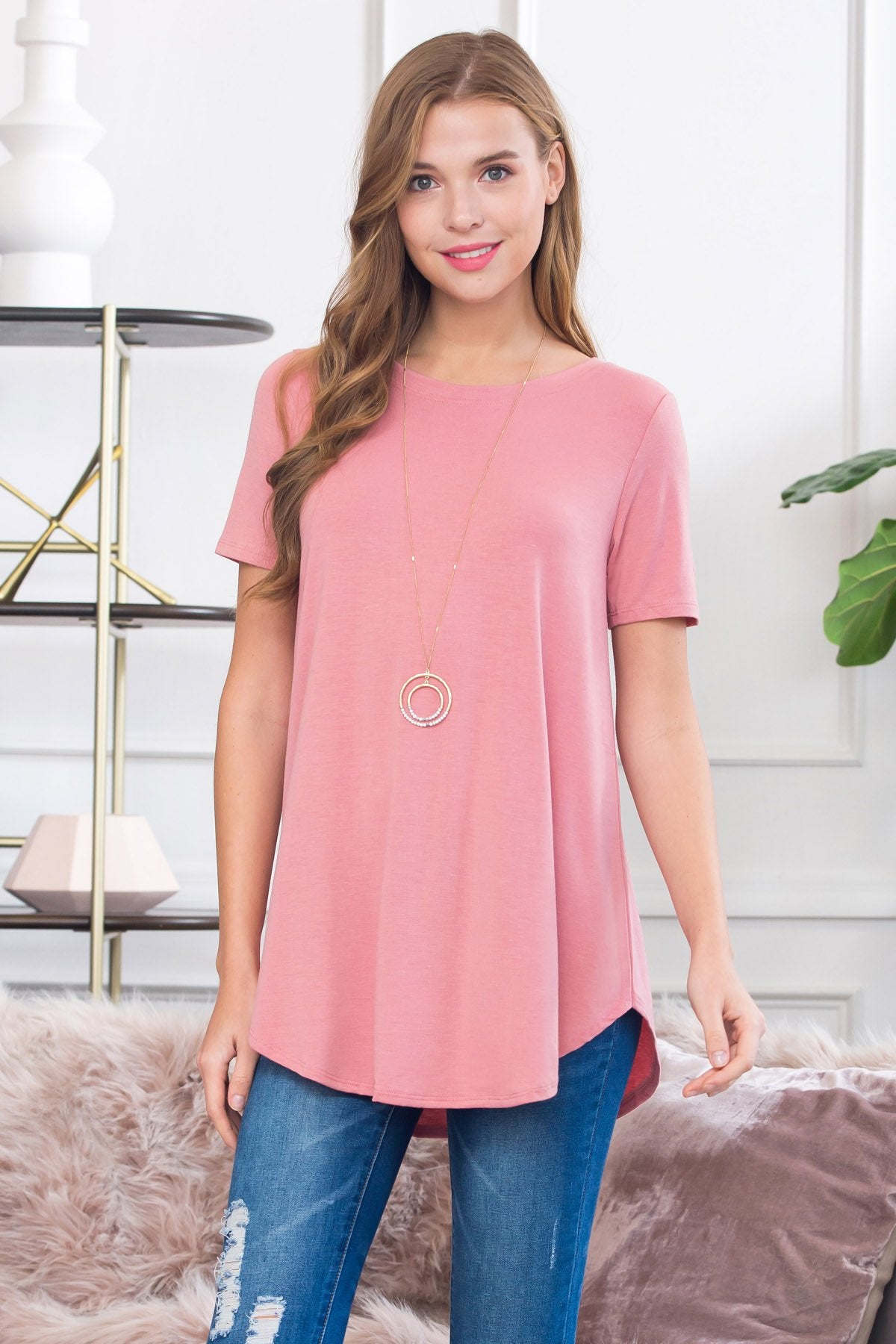 Short Sleeved Round Neck Boyfriend Tunic