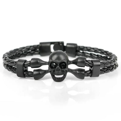 XQNI Brand Pop Skull Leather Men Bracelet High Quality Popular Boys Courage Knighthood Skeleton Male Charm Bracelet Jewelry