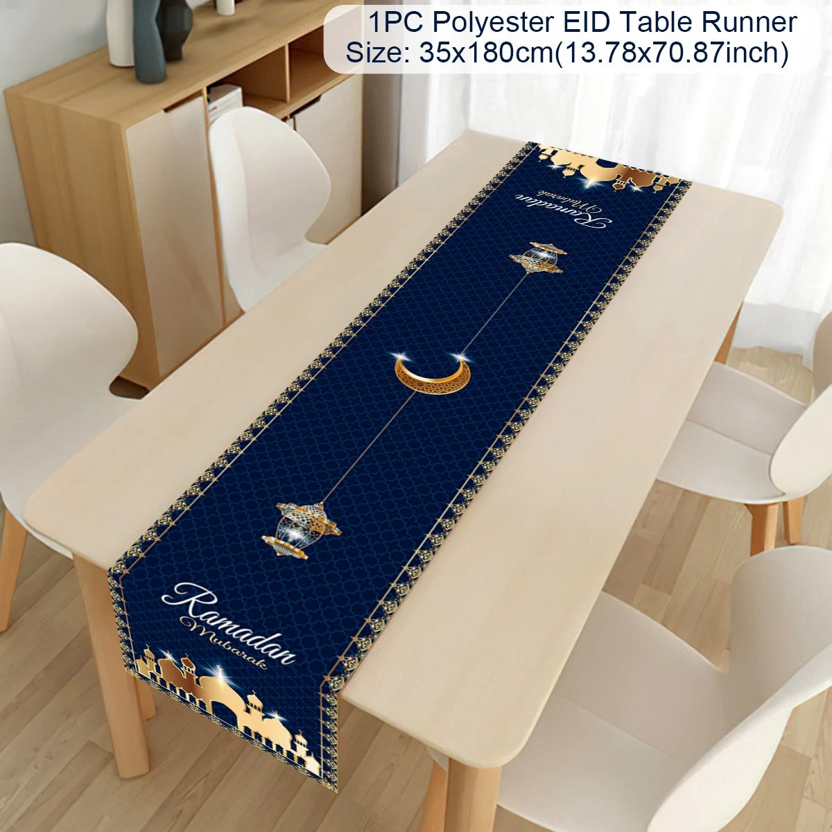 Ramadan Decor Table Runner EID Mubarak Decoration 2024 for Home Tablecloth Ramadan Kareem Islamic Muslim Party Eid Al Adha