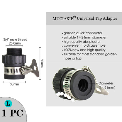 MUCIAKIE Variety Style Garden Tap 1/2" 3/4" Male Female Thread Nipple Joint 1/4" Hose Quick Connector Irrigation Water Splitters