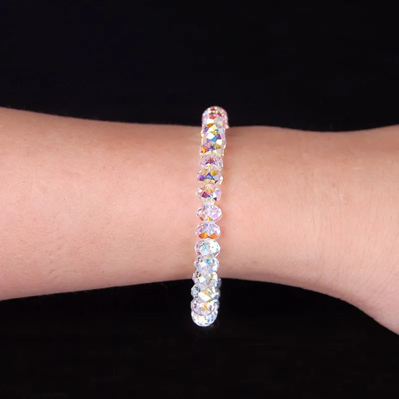 New Artificial Austria Crystal Bracelet Fashion Shiny Stone Beads Elasticity Rope Strand Bracelets for Women Jewelry