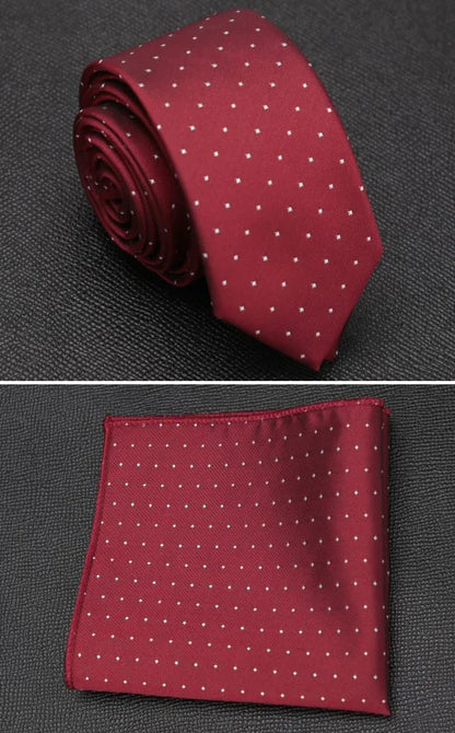 XGVOKH Men Tie Cravat Set Fashion Wedding Ties for Men Hanky Necktie Dot Striped Gravata Jacquard Tie Social Party Accessories