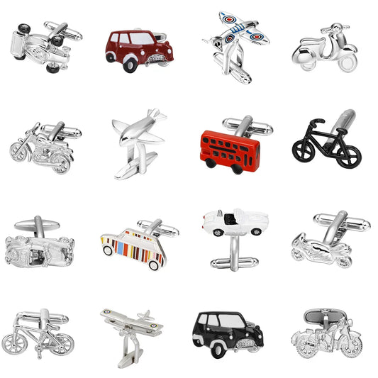 MeMolissa Fashion Trendy 18 Styles Vintage Bus Cufflinks Novelty Traffic Car/Airplane/Bicycle/Motorcycle Design Cooper Material