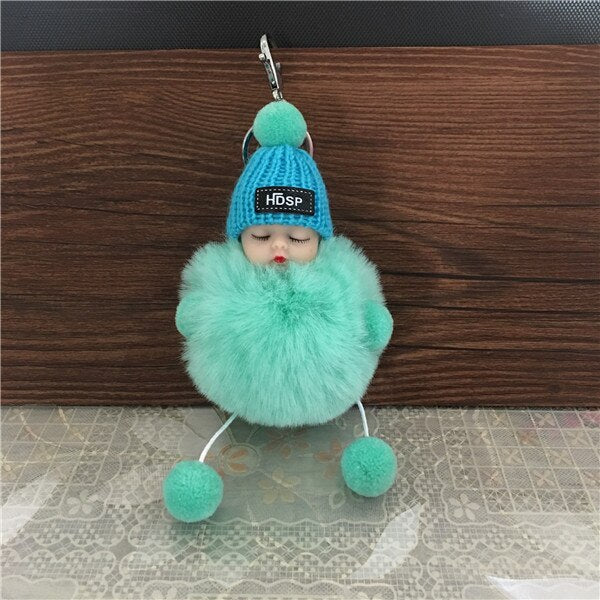 1PCS Cute Cartoon Doll Keychain Fur Ball Plush KeyChain Keyring Women Handbag Car Key Holder Bag Pendant Toys for Kids