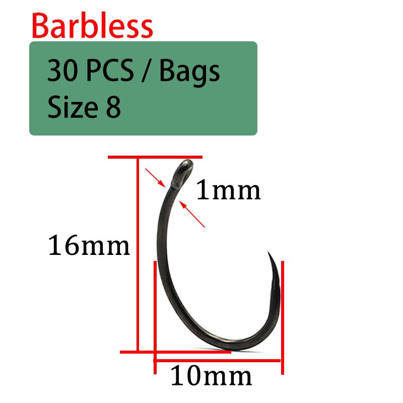 30PCS High Carbon Steel Carp Hooks Coating Carp Fishing Hook Wide Gape With Micro Barb Matt Black Yn Hook for Carp Coarse