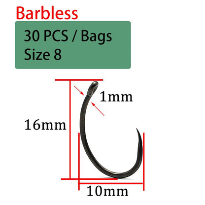 30PCS High Carbon Steel Carp Hooks Coating Carp Fishing Hook Wide Gape With Micro Barb Matt Black Yn Hook for Carp Coarse