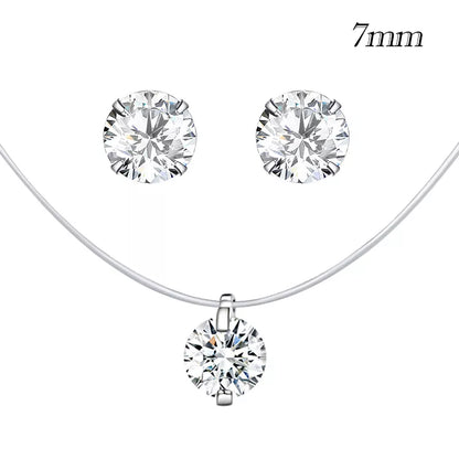 Bamoer Silver Invisible Chain Necklaces Pendants Rhinestone Choker Necklaces Transparent Fishing Line Collier Femme SCN332