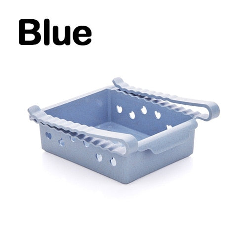 ABS Slide Storage Rack Organizer Adjustable Refrigerator Shelf Holder Drawer Organiser Space Saver Fruit Snack Kitchen Rack Shel