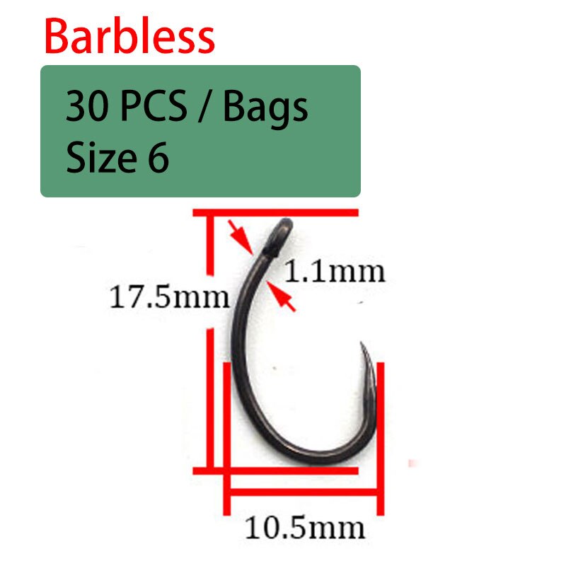 30PCS High Carbon Steel Carp Hooks Coating Carp Fishing Hook Wide Gape With Micro Barb Matt Black Yn Hook for Carp Coarse