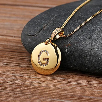 Nidin Women Girls Initial Letter Necklace 26 A-Z Charm Neck Pendants Copper CZ Jewelry Personal