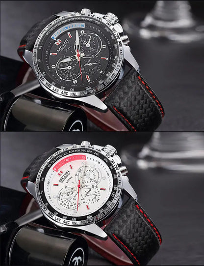 MEGIR Mens Watches Top Luxury Brand Male Clocks Military Army Man Sport Clock Leather Strap Business Quartz Men Wrist Watch 1010