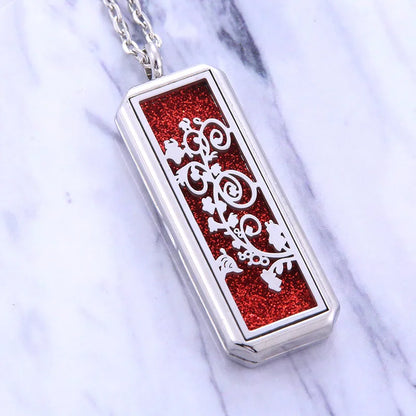 Square Stainless Steel Magnetic Aromatherapy Diffuser Necklace Jewelry Perfume Locket Pendant Essential Oil Locket Necklace