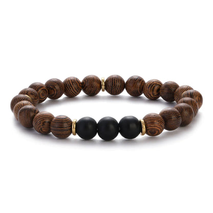 8mm New Natural Wood Beads Bracelets Men Black Ethinc Meditation White Bracelet Women Prayer Jewelry Yoga Bracelet Homme