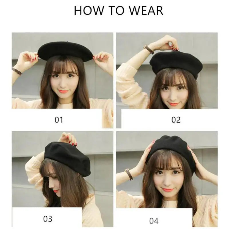 COKK Wool Beret Female Winter Hats for Women Flat Cap Knitted Hats Lady Girl Berets Hat Female Boina Bonnet Painter Hat Cap Hot