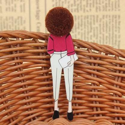 Fashion Brooch Pins for Woman Brooches Cute Girls Cartoon Models Acrylic Brooches Kawaii Pompom Clothing Jewelry Accessories