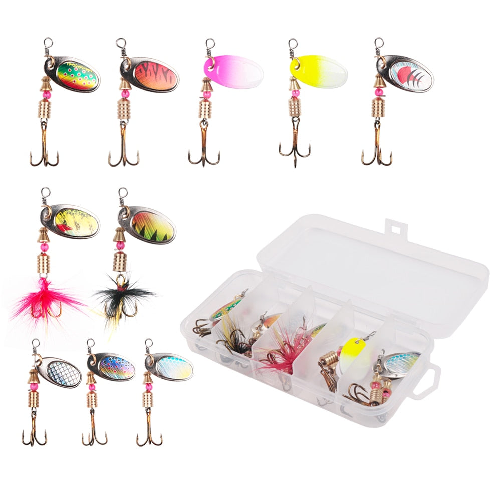 10pcs/Lot LUSHAZER Fishing Spoon Lures Spinner Bait 2.5-4g Fishing Wobbler Metal Baits Spinnerbait Isca Artificial With Box