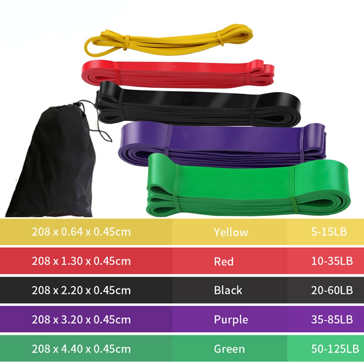 41" Resistance Bands 208cm Fitness Rubber Pull Up Crossfit Power Expander Hanging Yoga Loop Band