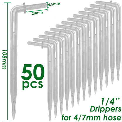 50-200pcs Durable 1/4'' C-Type Hook Fixed Stem Support Holder Stakes for 4/7mm Hose Flowerpot Drip Irrigation Fitting Greenhouse