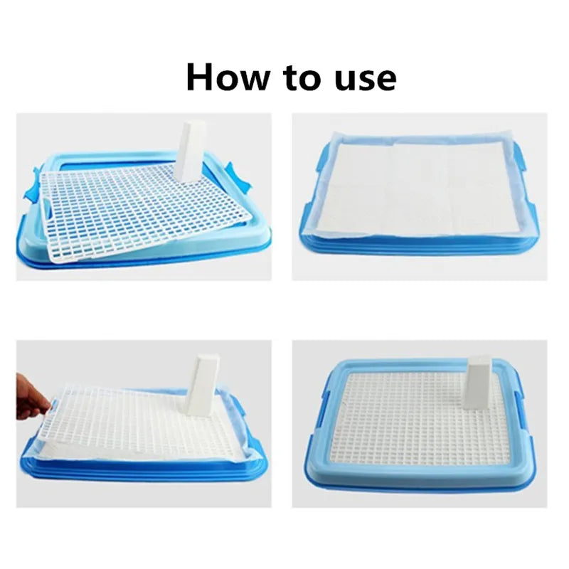 Reusable Puppy Dog Training Mesh Toilet Cat Dog Tray Pet Plastic Toilet Box Non-Slip Indoor Litter Box for Small Medium Dogs